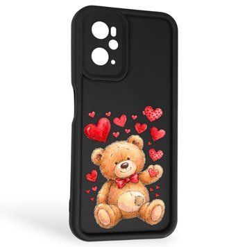 Чехол силиконовый Soft Touch с 3D принтом милый мишка для OPPO A96 (4G) черный (Полная защита камеры) 0045065 фото