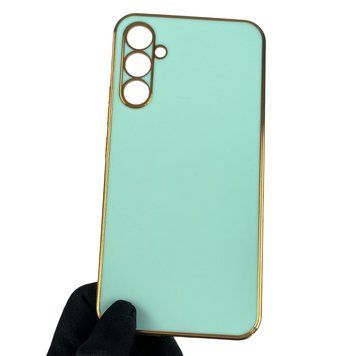 Чехол для Samsung Galaxy A14 4G SM-A145F с золотой окантовкой с защитой камеры на самсунг а14 бирюзовый 0000041 фото