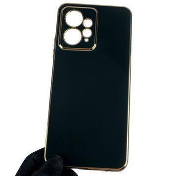 Чохол для Xiaomi Redmi Note 12 4G із золотою окантовкою із захистом камери на сяомі редмі нот 12 4г чорний 0008252 фото