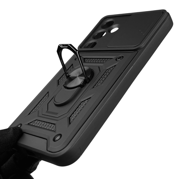 Чехол для Samsung Galaxy M35 5G (M356B) бронированный с кольцом со шторкой на самсунг м35 5г чёрный rg1 0015808 фото