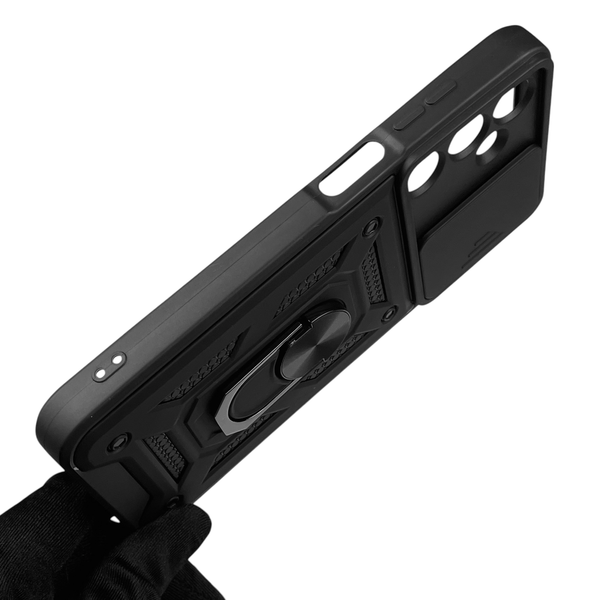 Чехол для Samsung Galaxy M35 5G (M356B) бронированный с кольцом со шторкой на самсунг м35 5г чёрный rg1 0015808 фото