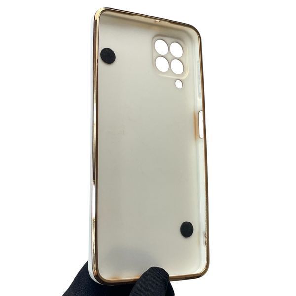 Чохол для телефона Samsung Galaxy M32 4G (SM-M325F) жіночій із ремінцем з прикрасами та золотою окантовкою на самсунг M32 білий gs1 0016328 фото