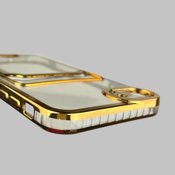 Чохол для Apple iPhone SE 2020 із золотою окантовкою з кишенькою для карток на айфон се 2020 золотий 0013183 фото