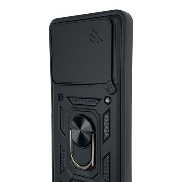 Чохол протиударний для Tecno Pova 7 Neo (LJ6) з магнітною пластиною зі шторкою на камері чорний 0050994 фото