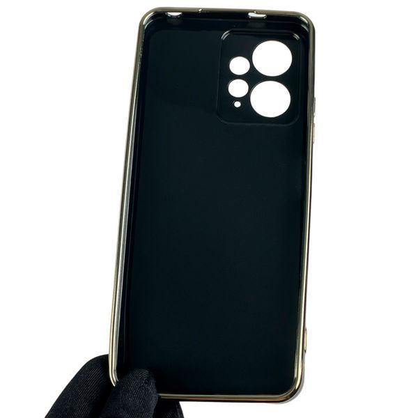 Чехол для Xiaomi Redmi Note 12 4G с золотой окантовкой с защитой камеры на сяоми редми нот 12 4г чёрный 0008252 фото