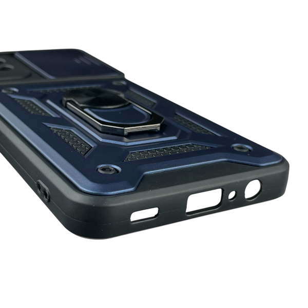 Чохол для Samsung Galaxy M12 (SM-M127) броньований з кільцем-тримачем підставкою зі шторкою на самсунг м12 темно-синій rg1 0016048 фото