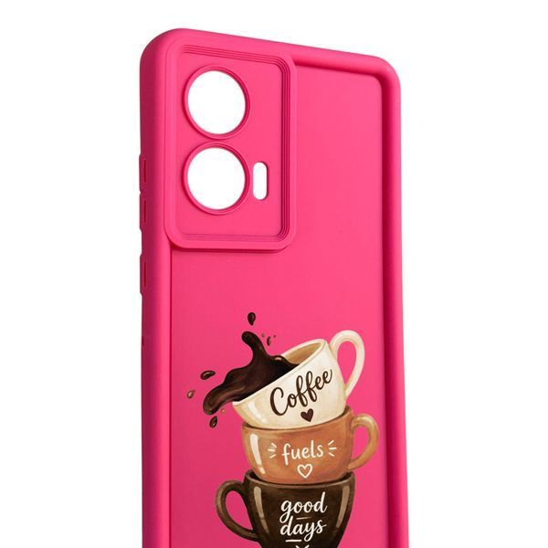 Чохол силіконовий Soft Touch з 3D принтом Чашка кави для Realme C67 малиновий (Повний захист камери) 0067567 фото