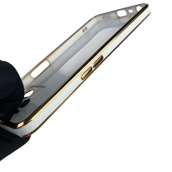 Чохол для Realme C35 з кільцем MagSafe із золотою окантовкою на реалмі с35 білий gs1 0021395 фото