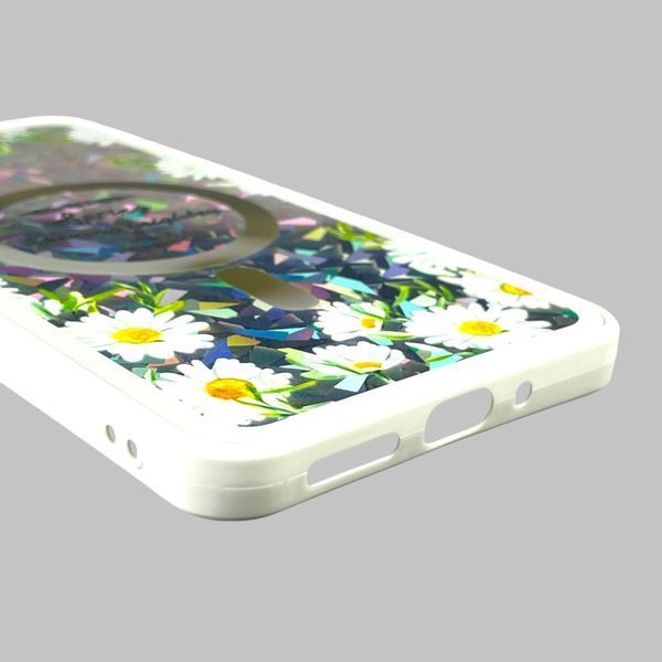 Чехол для Xiaomi Redmi 13C с 3д эффектом с магнитом магсейф блестящий на сяоми редми 13с белый 0012025 фото