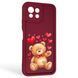 Чехол силиконовый Soft Touch с 3D принтом милый мишка для Xiaomi Mi 11 Lite бордовый (Полная защита камеры) 0044844 фото 1