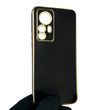 Чехол для Xiaomi 12T с защитой камеры с золотой окантовкой на сяоми 12т черный gs1