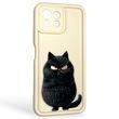 Чехол силиконовый оригинальный Soft Touch с 3D принтом злой котик для Xiaomi Mi 11 Lite молочный (Полная защита камеры)