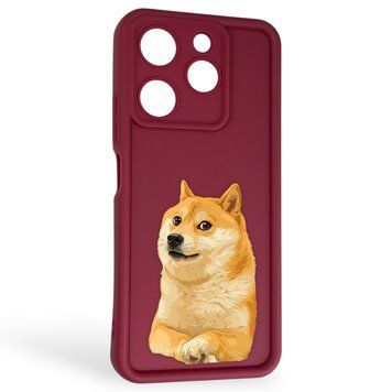 Чехол силиконовый Soft Touch с 3D принтом мема сибу для TECNO Spark 10 Pro (KI7) бордовый (Полная защита камеры) 0048309 фото