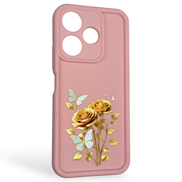 Чехол силиконовый Soft Touch с 3D принтом женским для Xiaomi Redmi 13 4G розовый (Полная защита камеры) 0042927 фото
