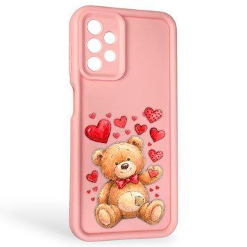 Чохол силіконовий Soft Touch з 3D принтом милий ведмедик для Samsung Galaxy A13 4G (SM-A135F) рожевий (Повний захист камери) 0044780 фото