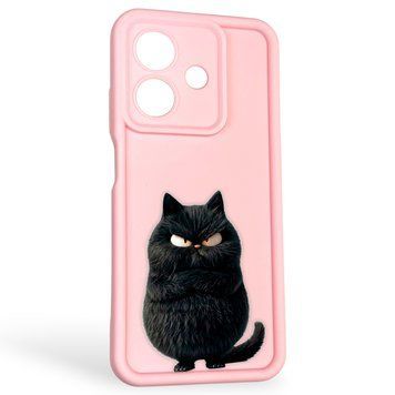 Чохол силіконовий оригінальний Soft Touch з 3D принтом злого кота для Oppo A3x рожевий (Повний захист камери) 0046243 фото
