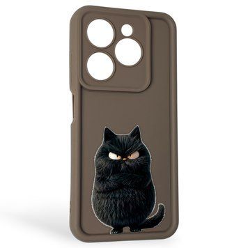 Чохол силіконовий Soft Touch з 3D принтом злого кота для TECNO Spark Go 2024 (BG6) коричневий (Повний захист камери) 0047223 фото