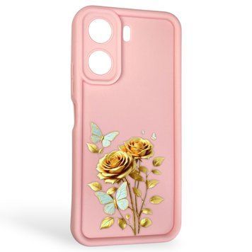 Чохол силіконовий Soft Touch з 3D принтом жіночим для Xiaomi Poco C65 рожевий (Повний захист камери) 0042942 фото