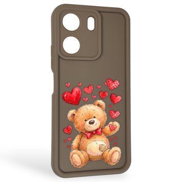 Чохол силіконовий оригінальний Soft Touch з 3D принтом милий ведмедик для Xiaomi Redmi 13C коричневий (Повний захист камери) 0043674 фото