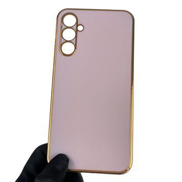 Чехол для Samsung Galaxy A34 5G SM-A346E с золотой окантовкой с защитой камеры на самсунг а34 сиреневый 0000027 фото