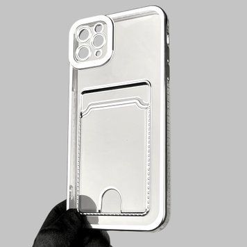 Чохол для Apple iPhone 11 Pro Max зі срібною окантовкою з кишенькою для карток на айфон 11 про макс срібний 0012989 фото