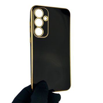 Чохол для Samsung Galaxy A35 5G (SM-A356B) глянцевий із захистом камери із золотою окантовкою на самсунг а35 5г чорний gs1 0019757 фото