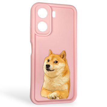 Чохол силіконовий оригінальний Soft Touch з 3D принтом мему сібу для Xiaomi Redmi 13C рожевий (Повний захист камери) 0047781 фото