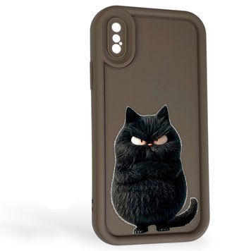 Чохол силіконовий Soft Touch з 3D принтом злого кота для Apple iPhone X коричневий (Повний захист камери) 0047168 фото
