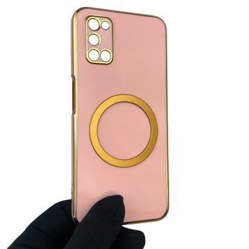 Чехол для OPPO A52 с кольцом MagSafe с золотой окантовкой на оппо а52 пудровый gs1 0022196 фото