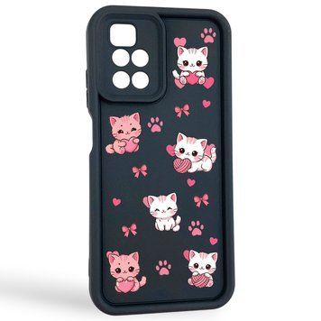 Чехол силиконовый Soft Touch с 3D принтом милые котики с лапками для Xiaomi Redmi 10 5G черный (Полная защита камеры) 0059624 фото