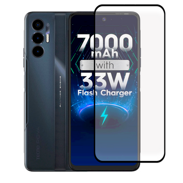 Захисне скло для телефона Tecno Pova 3 (LF7n) протиударне повноекранне на техно пова 3 чорне 0038764 фото