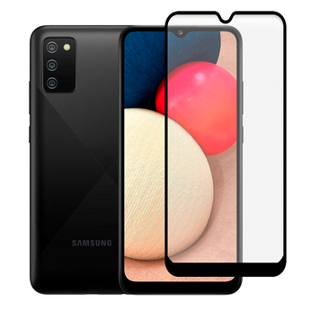 Защитное стекло МАТОВОЕ для телефона Samsung Galaxy A02s (SM-A025F) противоударное на самсунг а02с черное 0039193 фото