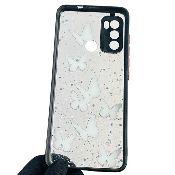 Чехол для Motorola G40 с блёстками с бабочками на моторола г40 черный 0037818 фото