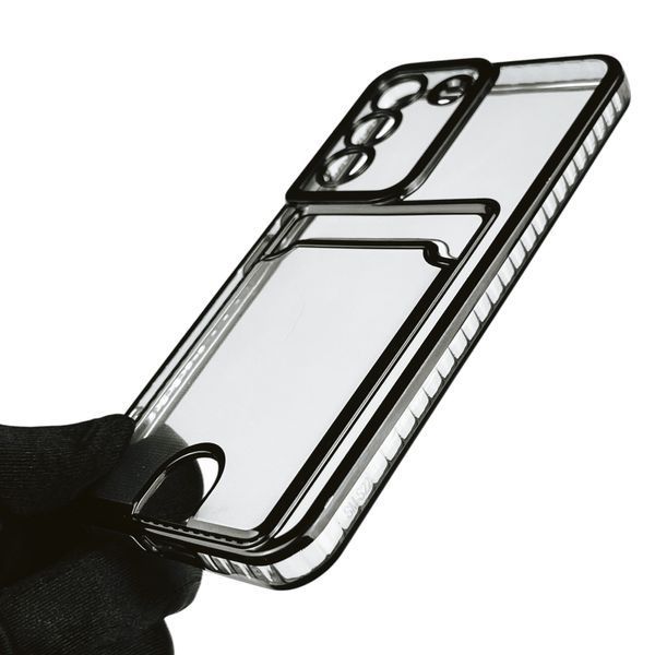 Чехол для Samsung Galaxy S22 (SM-S901B) с чёрной окантовкой с карманом для карт на самсунг с22 чёрный 0013102 фото