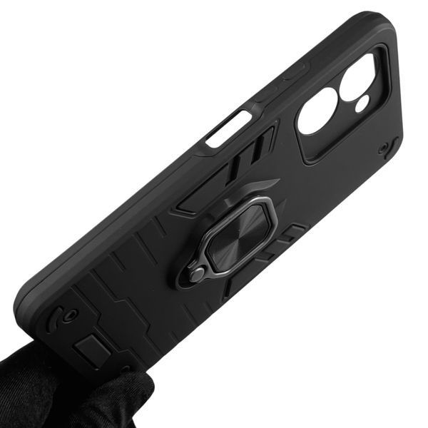 Чехол для телефона Realme C33 бронированный с магнитным кольцом-держателем на реалми с33 чёрный 0025687 фото