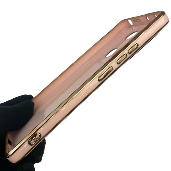 Чохол для Xiaomi POCO M6 Pro 4G з кільцем-підставкою із золотою окантовкою на сяомі поко м6 про пудровий gs1 0021237 фото