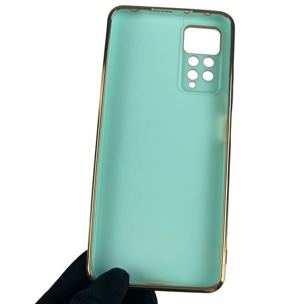 Чехол для Xiaomi Redmi Note 11 Pro 4G с золотой окантовкой защитой камеры на сяоми редми нот 11 про бирюзовый 0000077 фото