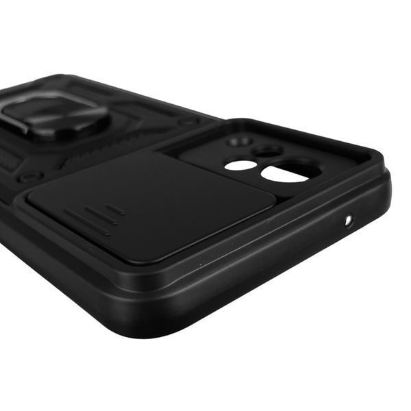Чохол для Vivo V21 броньований із кільцем зі шторкою на камеру на віво в21 чорний 0004154 фото