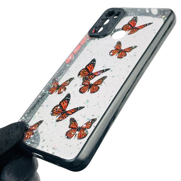 Чехол для Motorola G40 с блёстками с бабочками на моторола г40 черный 0037818 фото