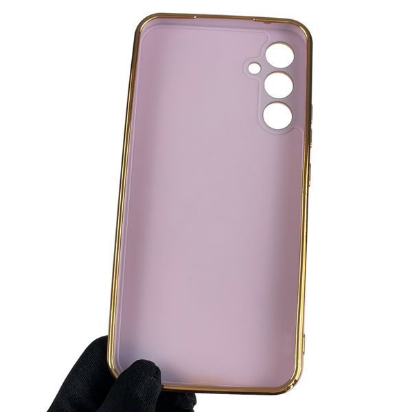 Чохол для Samsung Galaxy A34 5G SM-A346E глянсовий із золотою окантовкою із захистом камери на самсунг а34 бузковий 0000027 фото