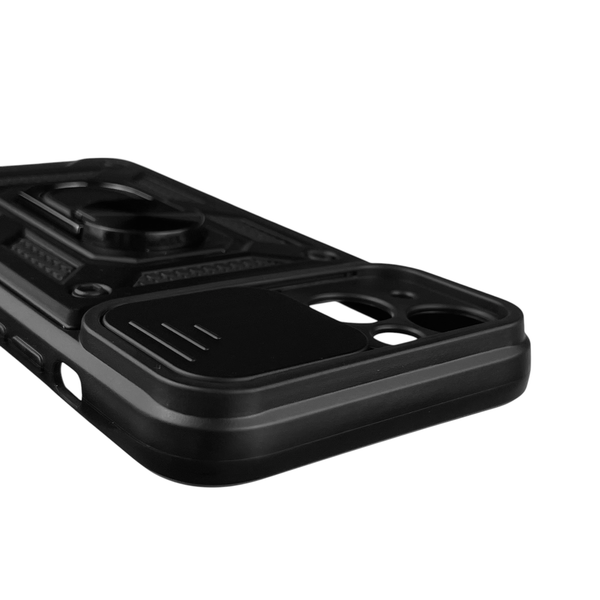 Чохол для Apple iPhone 13 броньований з кільцем-тримачем підставкою зі шторкою на айфон 13 чорний rg1 0015585 фото