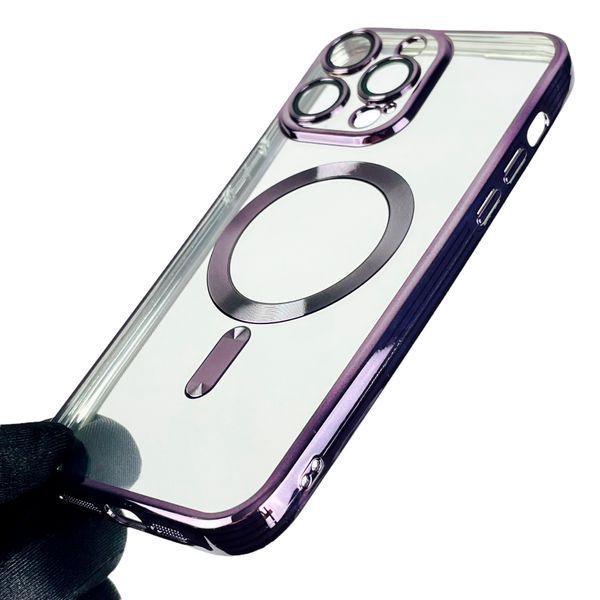 Чохол Apple Iphone 15 Pro Max з лінзами для камери з магнітом магсейф на айфон 15 про макс фіолетовий 0007955 фото