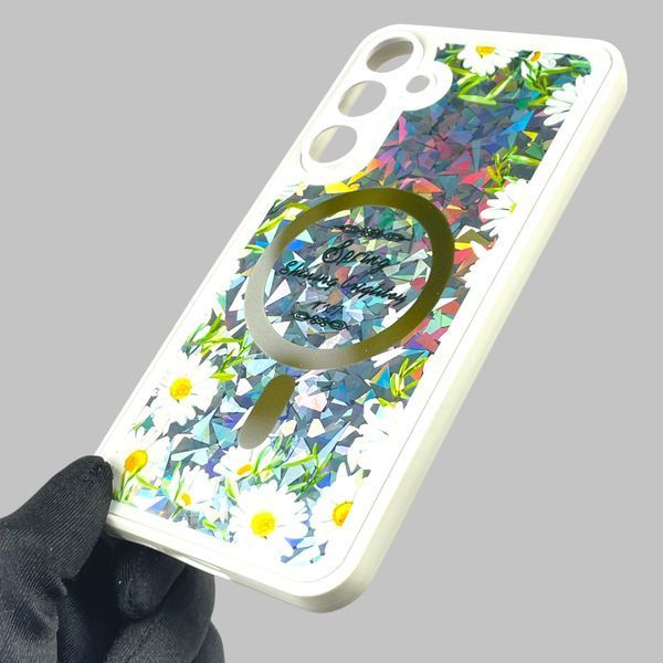 Чохол для Samsung Galaxy A55 5G (SM-A556B) з 3д ефектом з магнітом магсейф блискучий на самсунг а55 5г білий 0012010 фото