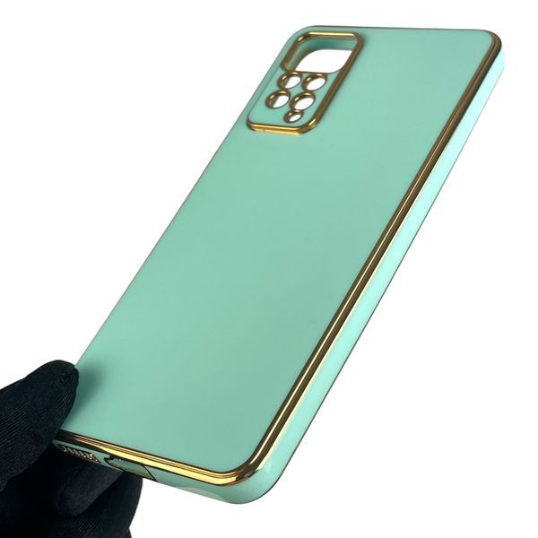 Чехол для Xiaomi Redmi Note 11 Pro 4G с золотой окантовкой защитой камеры на сяоми редми нот 11 про бирюзовый 0000077 фото