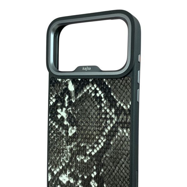 Чехол Kajsa Glamorous Snake для iPhone 17 Pro Max черный (MagSafe, металлическое кольцо камеры, премиум) 0062039 фото
