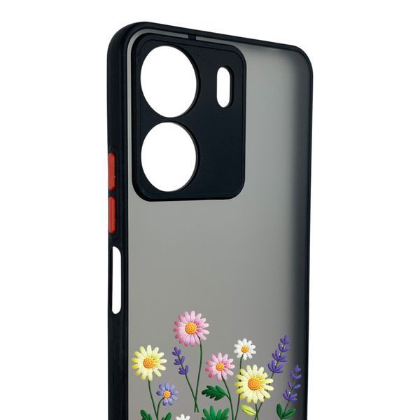 Чехол для телефона Xiaomi Redmi 13C с 3D принтом полевые цветы с высокими бортами черный 0059295 фото