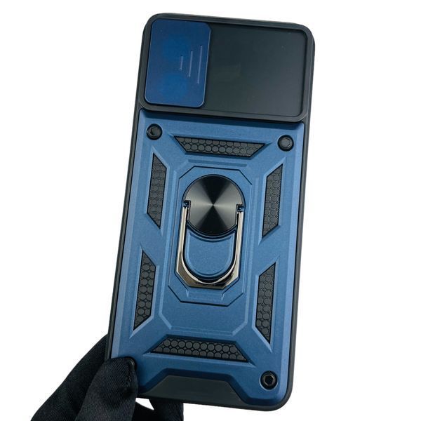 Чохол для Motorola E13 PAXT0034RS броньований з кільцем зі шторкою на камеру на моторола е13 темно-синій 0001643 фото