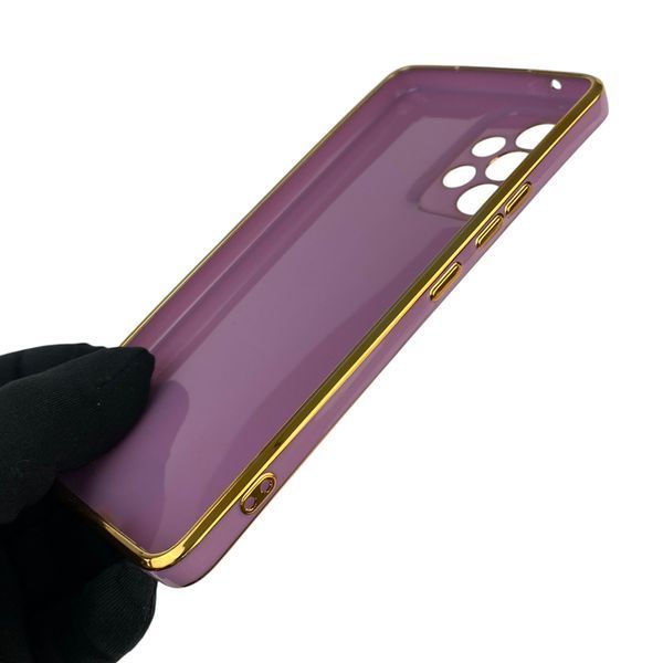 Чохол для Samsung Galaxy A53 5G (SM-A536E) з кільцем-підставкою із золотою окантовкою на самсунг а53 чорничний gs1 0020645 фото