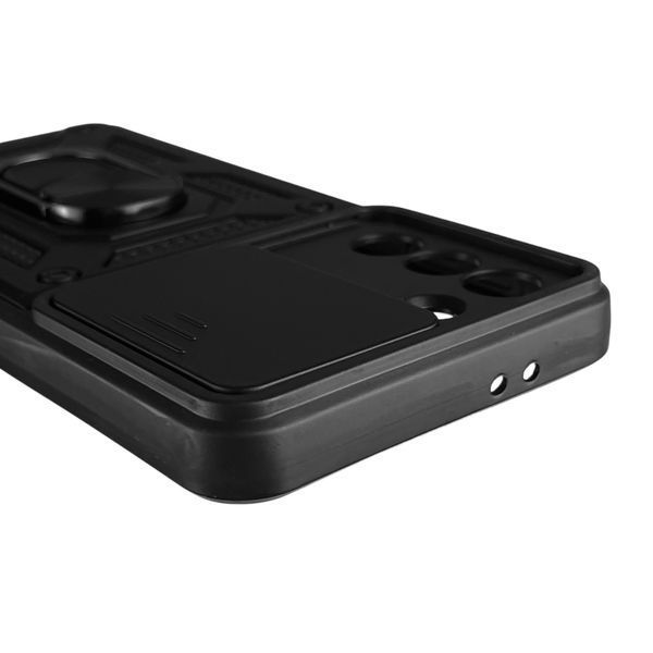 Чехол для Samsung Galaxy S21 5G (SM-G991U) бронированный с кольцом со шторкой на самсунг с21 5г чёрный 0008435 фото