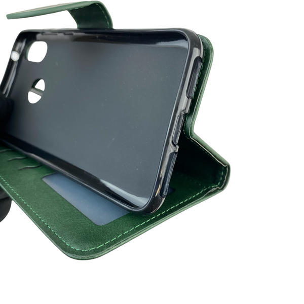 Чехол-книжка для телефона Huawei Y7 2019 кожанная с магнитной застежкой на хуавей Y7 2019 зеленая 0025222 фото